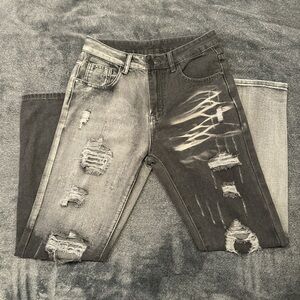 Distressed Two-Tone Men’s Jeans